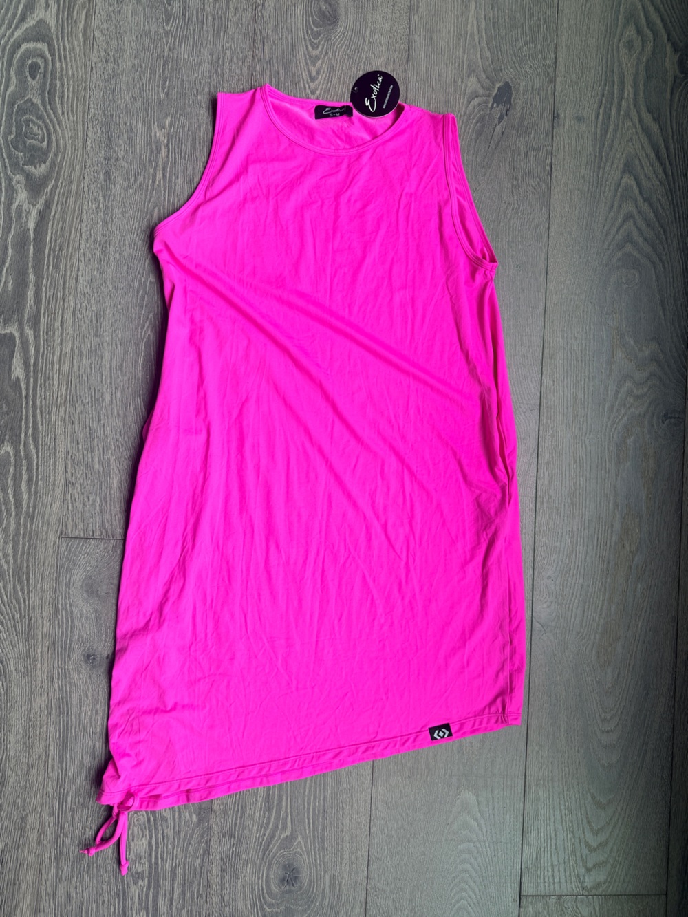 Exotica Candy Pink Soft to Touch Lazy Girl Side Ruched Tank Dress